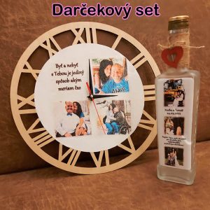 pre zamilovaných - originálny darček - hodiny a fľaša s fotkou