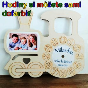 detské vyfarbovacie hodiny s fotkou - vláčik