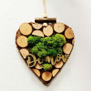 Drevené srdiečko Domov so stabilizovaným machom